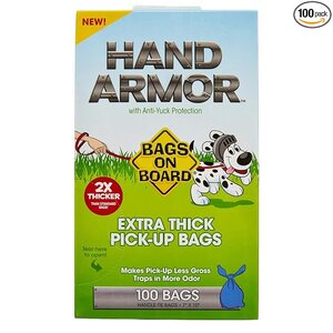 Bags on Board Extra Thick Hand Armor Dog Waste Bags, 7X15 in, 100 Bag